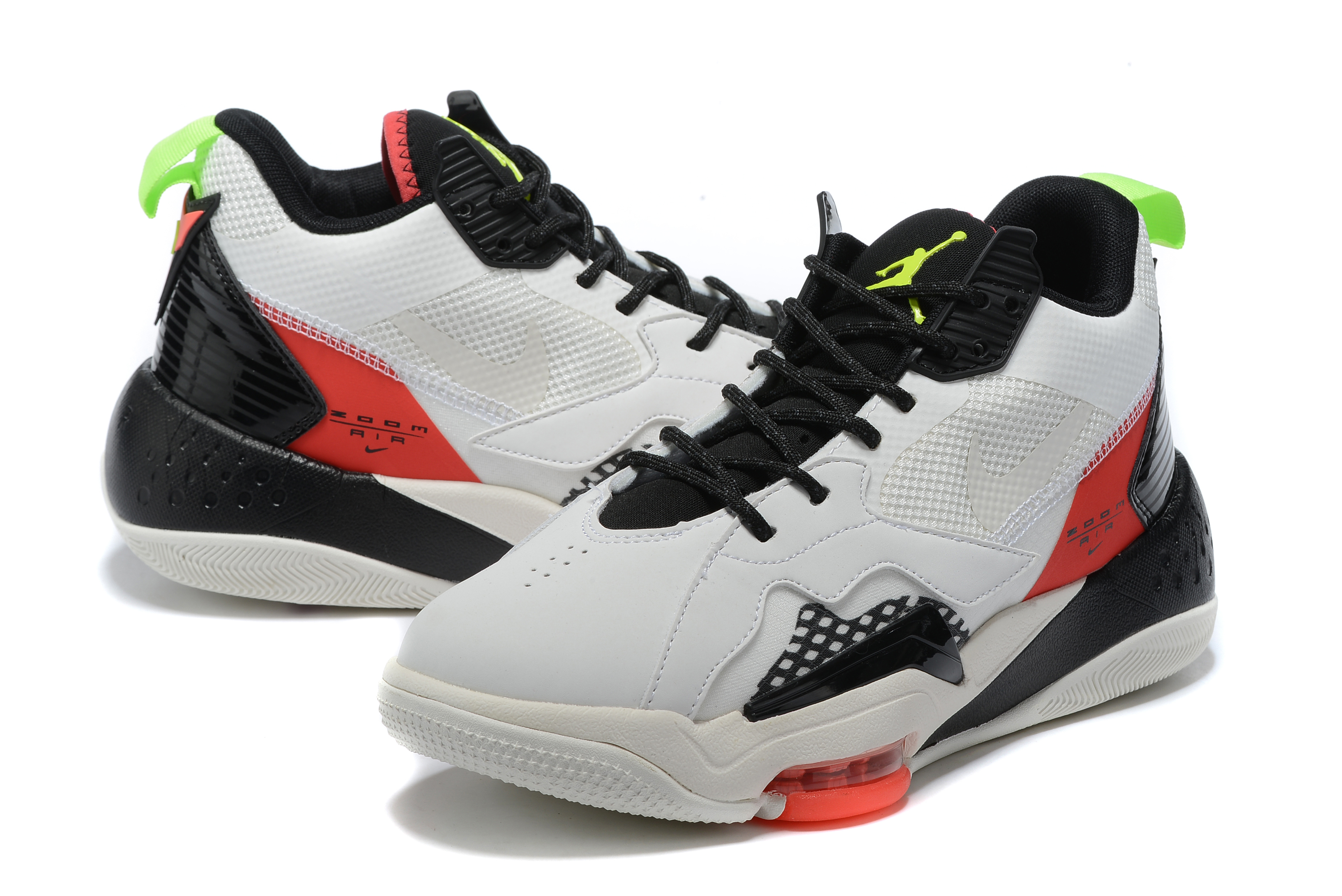 Jordan Zoom 92 White Black Red Green Shoes - Click Image to Close